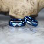 Wolves Rings, Howling Wolves Wedding Bands, Wolf Jewelry, Blue Wedding Bands - Image 3