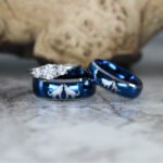 Wolves Rings, Howling Wolves Wedding Bands, Wolf Jewelry, Blue Wedding Bands