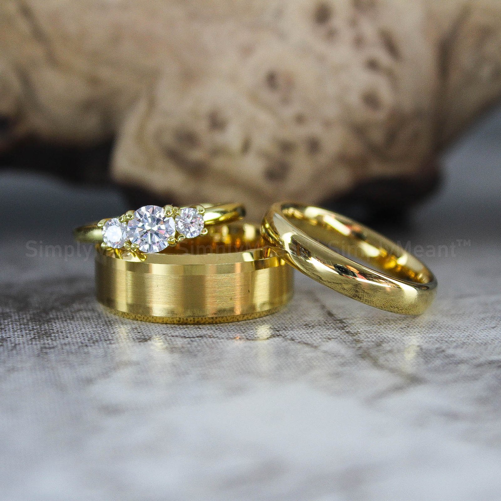IMG_2399 Yellow Gold Wedding Bands, Matching Couple Rings, Yellow Gold Wedding Rings, Gold Tungsten Rings, Gold Rings - Image 1
