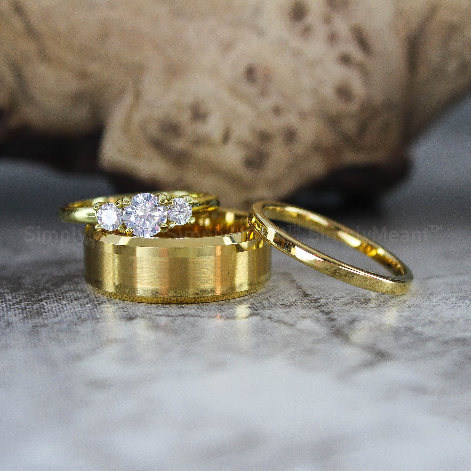 IMG_2400 Yellow Gold Wedding Bands, Matching Couple Rings, Yellow Gold Wedding Rings, Gold Tungsten Rings, Gold Rings - Image 1