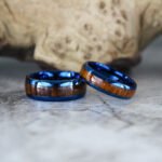 Wood Rings, Wood Wedding Bands, Blue Tungsten Wedding Bands, Wood Wedding Rings - Image 4