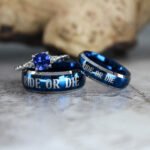 Ride or Die Rings, Blue Wedding Bands, Couple Ring Set, Matching Couple Rings