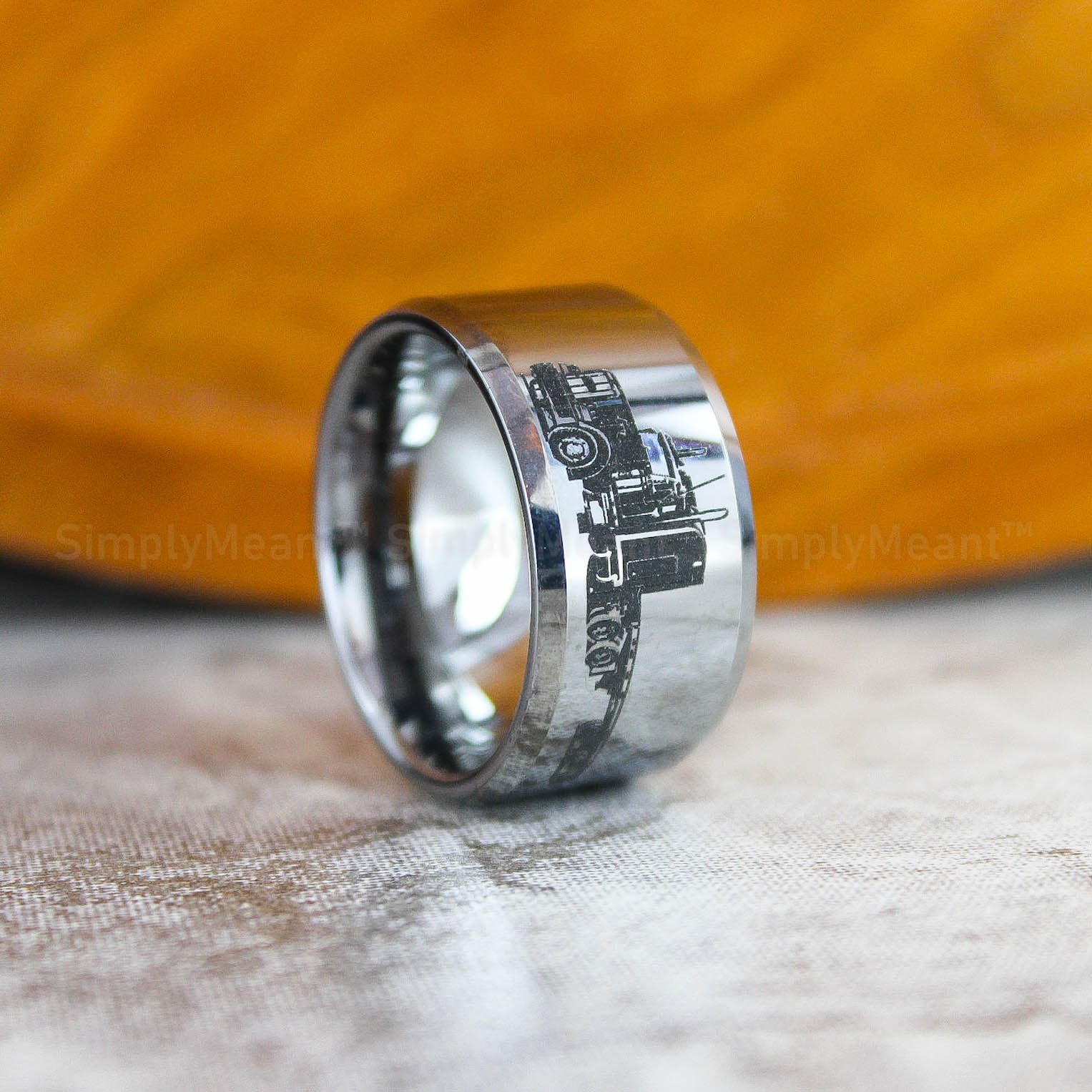 IMG_2793 Truck Ring, Truck Driver Ring, Trucker Ring, Trucker Life Ring, Truck Driver Jewelry, Trucker Jewelry, 12mm Silver Tungsten Ring - Image 1