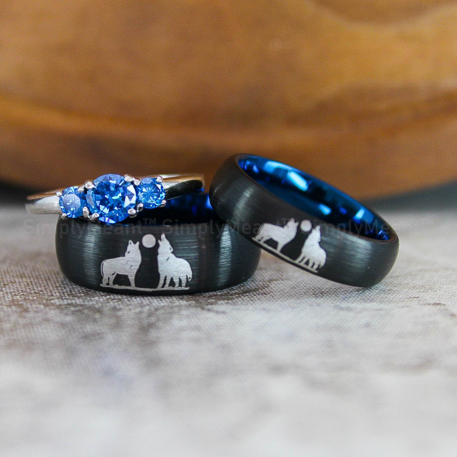 IMG_2818 Wolves Rings, Howling Wolves Wedding Bands, Wolf Jewelry - Image 1