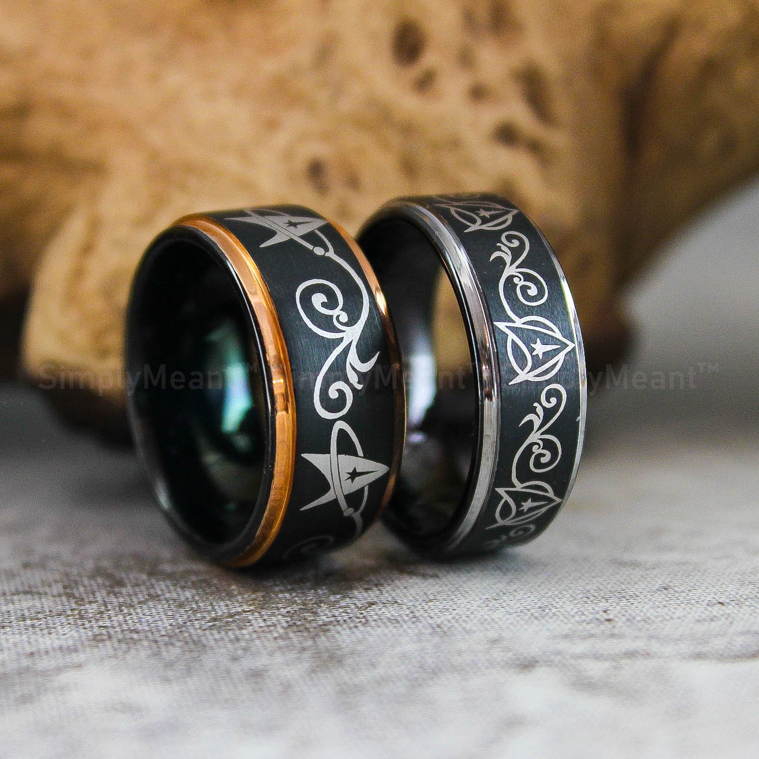 IMG_2856 Star Trek Wedding Rings, Starfleet Wedding Rings, Starfleet Jewelry, Star Trek Rings - Image 1
