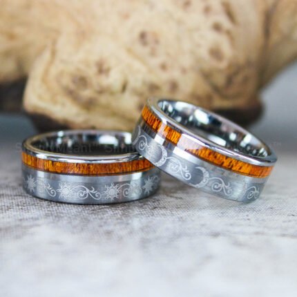 Sun and Moon Rings, Sun and Moon Wedding Bands, Sun and Moon Jewelry, Couple Rings