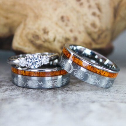 Sun and Moon Rings, Sun and Moon Wedding Bands, Sun and Moon Jewelry, Couple Rings