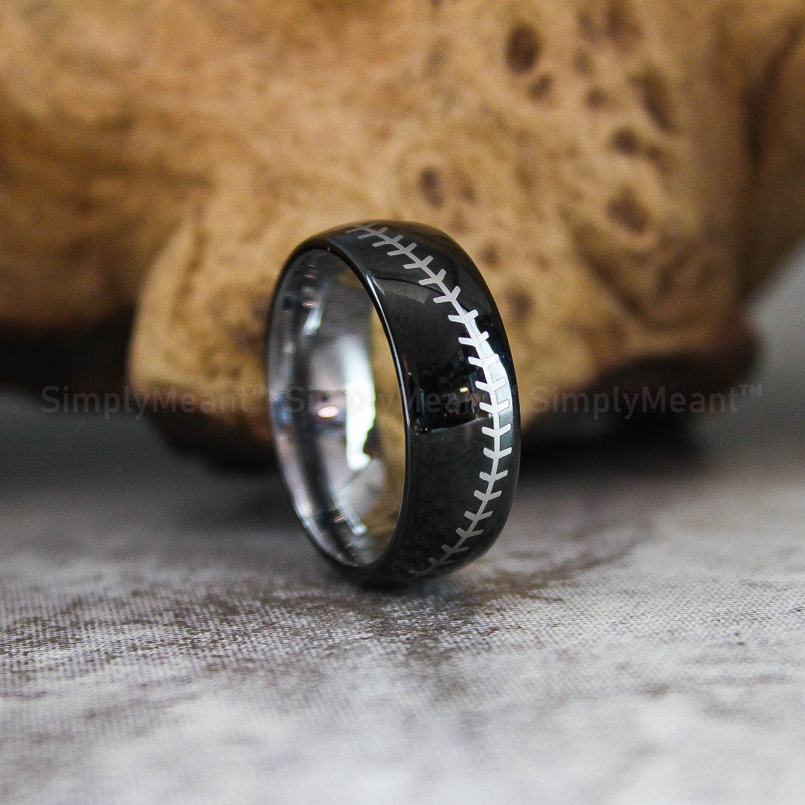 IMG_2862 Baseball Ring, Baseball Jewelry, Baseball Stitch Wedding Band - Image 1