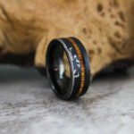 Geese Hunting Ring, Duck Hunting Ring, 8mm Tungsten Band Hunting Ring, Duck Wedding Ring, Hunting Scene Laser Engraved, Black Tungsten Ring