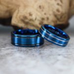 Blue Wedding Bands, Blue Wedding Rings, Blue Tungsten Rings, Blue Rings - Image 4