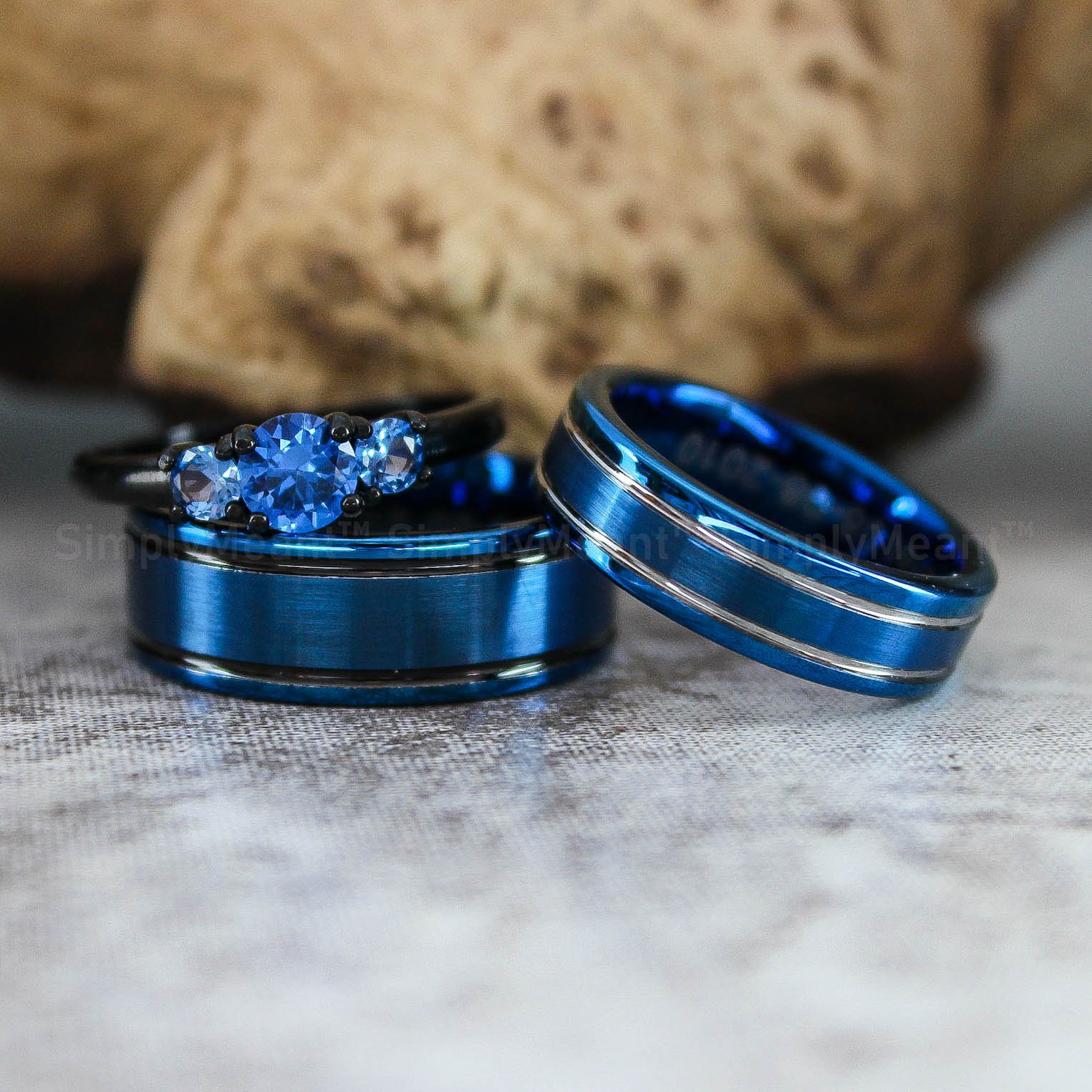 IMG_2917 Blue Wedding Bands, Blue Wedding Rings, Blue Tungsten Rings, Blue Rings - Image 1