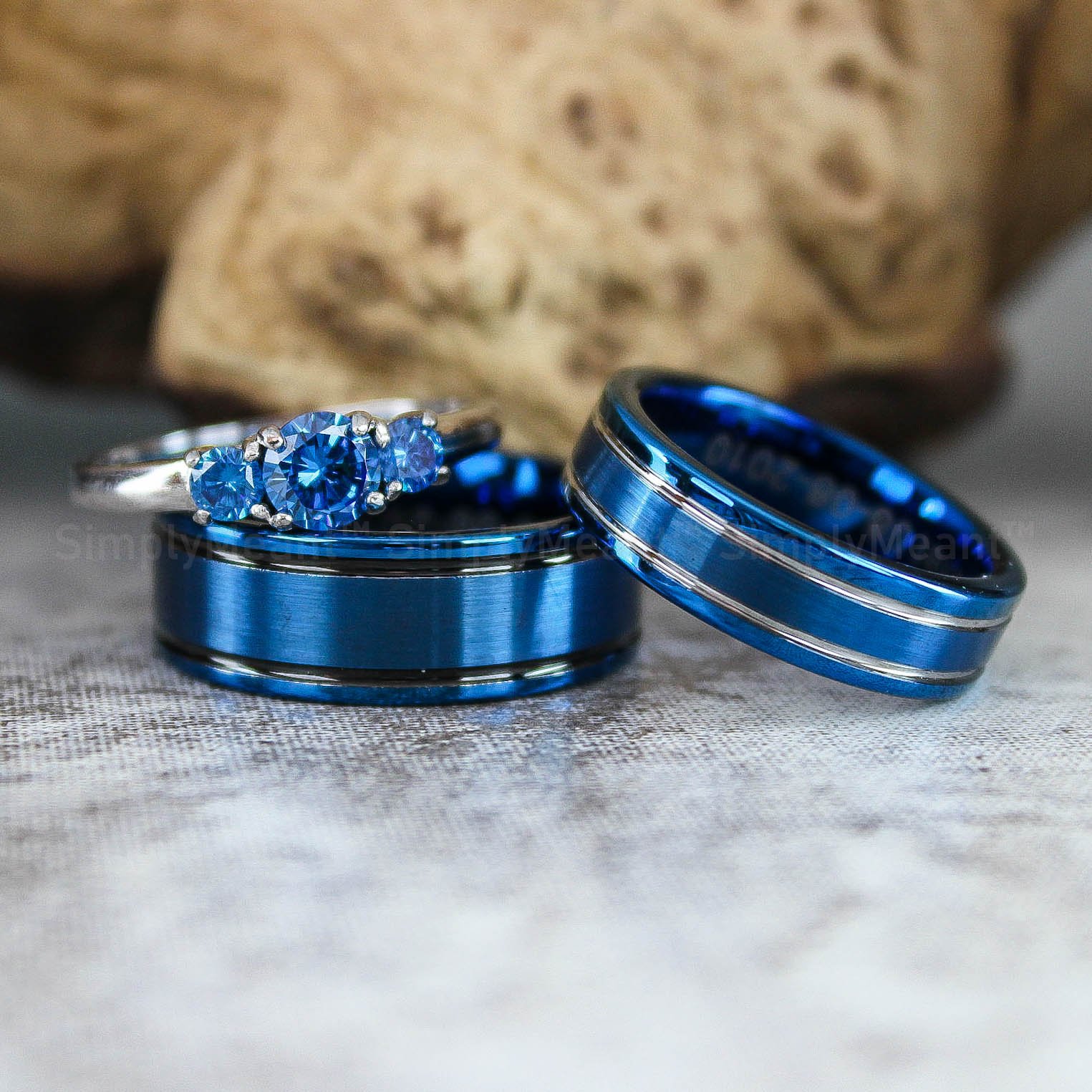 IMG_2919 Blue Wedding Bands, Blue Wedding Rings, Blue Tungsten Rings, Blue Rings - Image 1